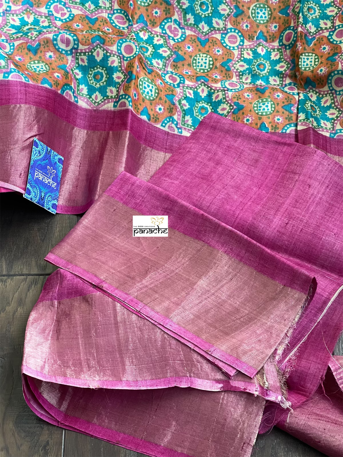 Pure Tussar Silk - Firozi Blue