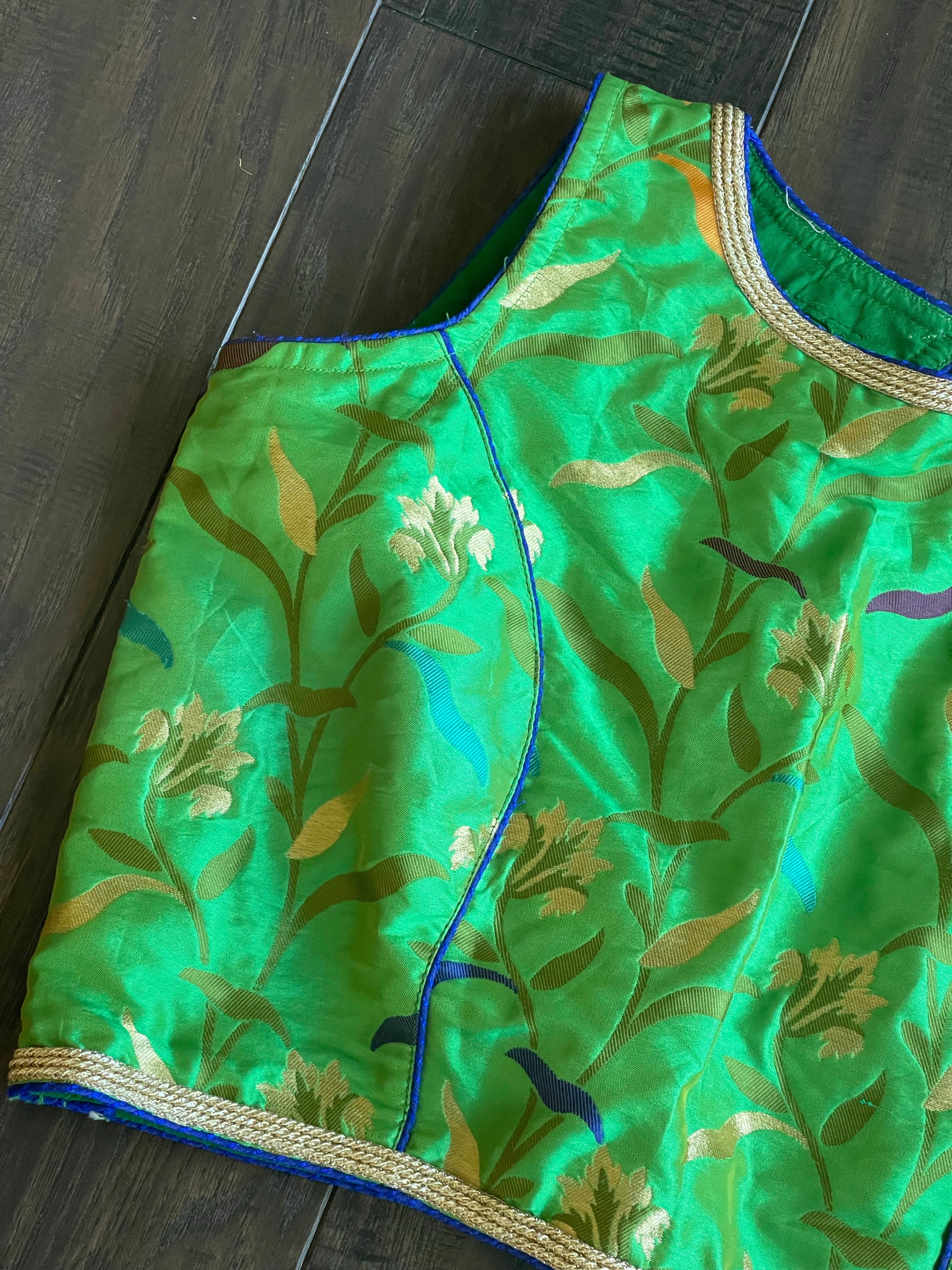 Designer Blouse - Green Blue Meenakari
