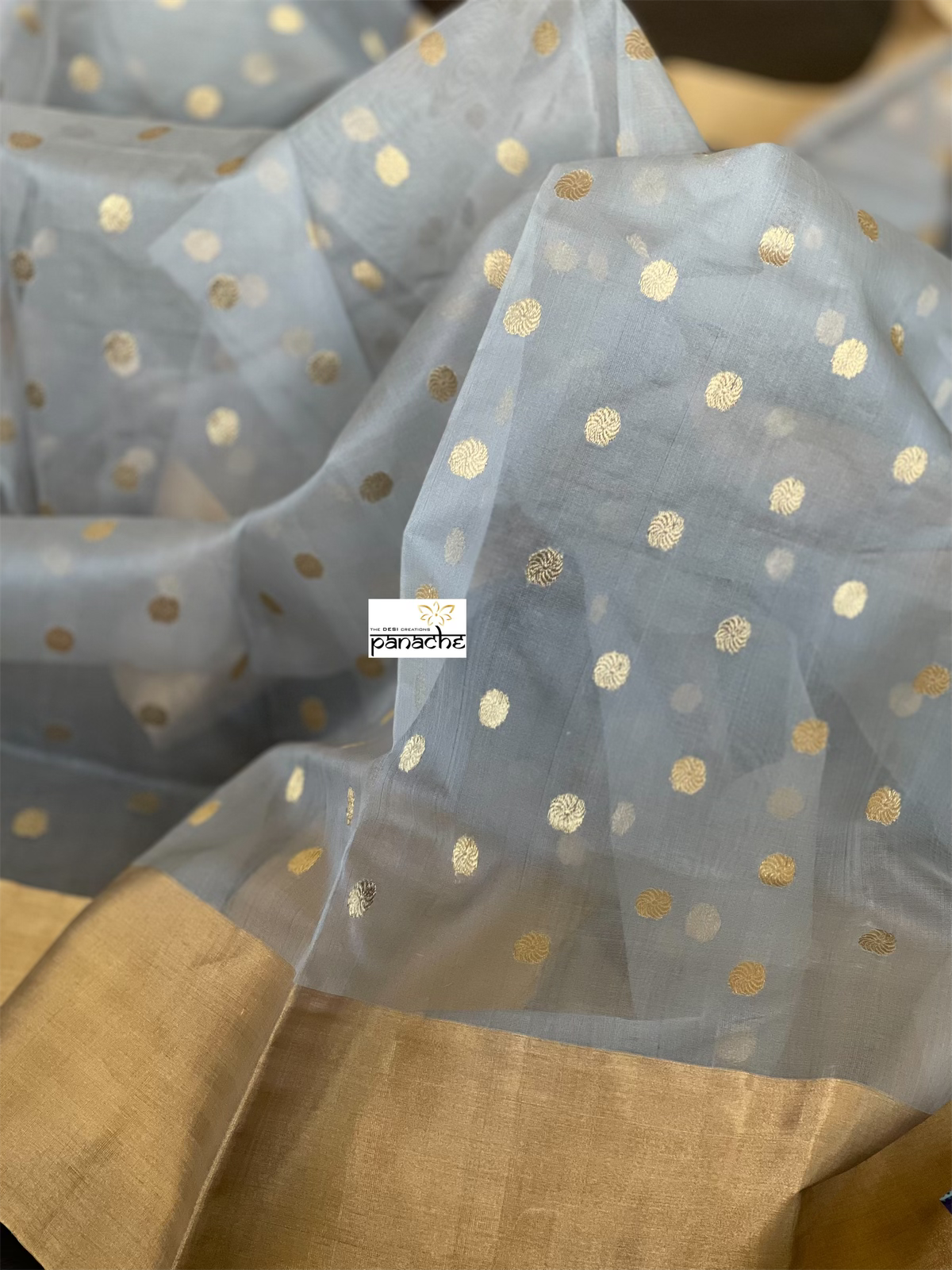 Chanderi Organza Silk - Silver Gray Eknalya woven