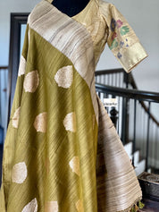 Designer Blouse - Raw Silk Beige Meenakari