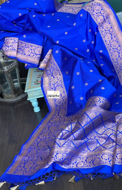 Katan Silk Banarasi -  Royal Blue Kadwa