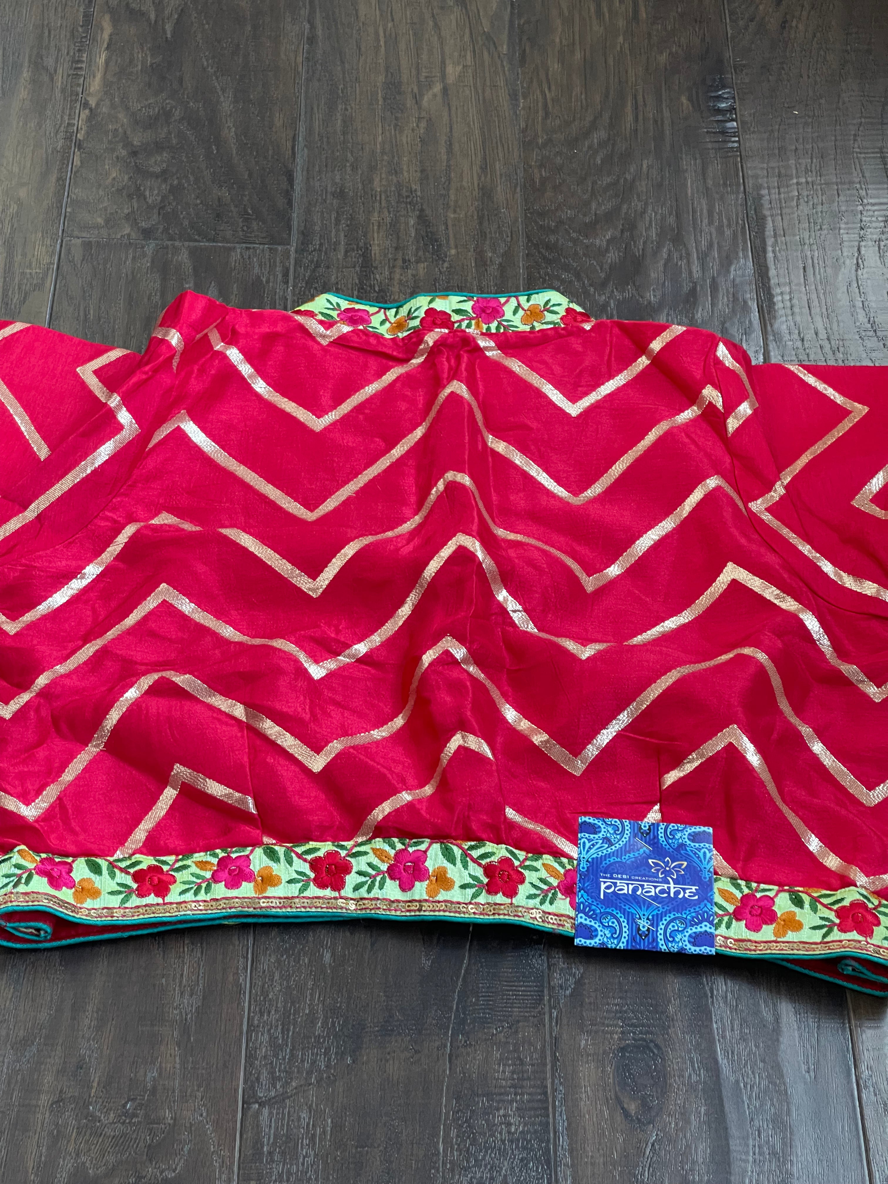 Designer Blouse - Raspberry Red Chevron