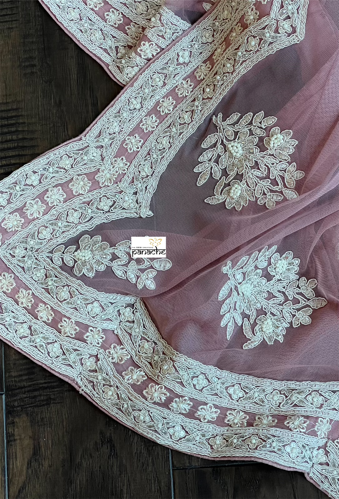 Designer Pure Net Embroidered - Blush Pink