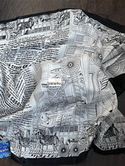 Pure Bishnupur Silk -  Offwhite Black Newspaper Printed