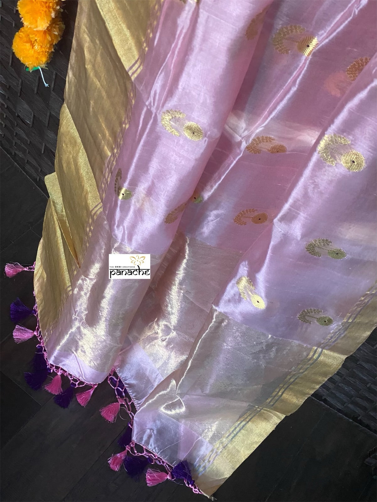 Pure Chanderi Silk - Light Baby Pink Eknaliya Woven