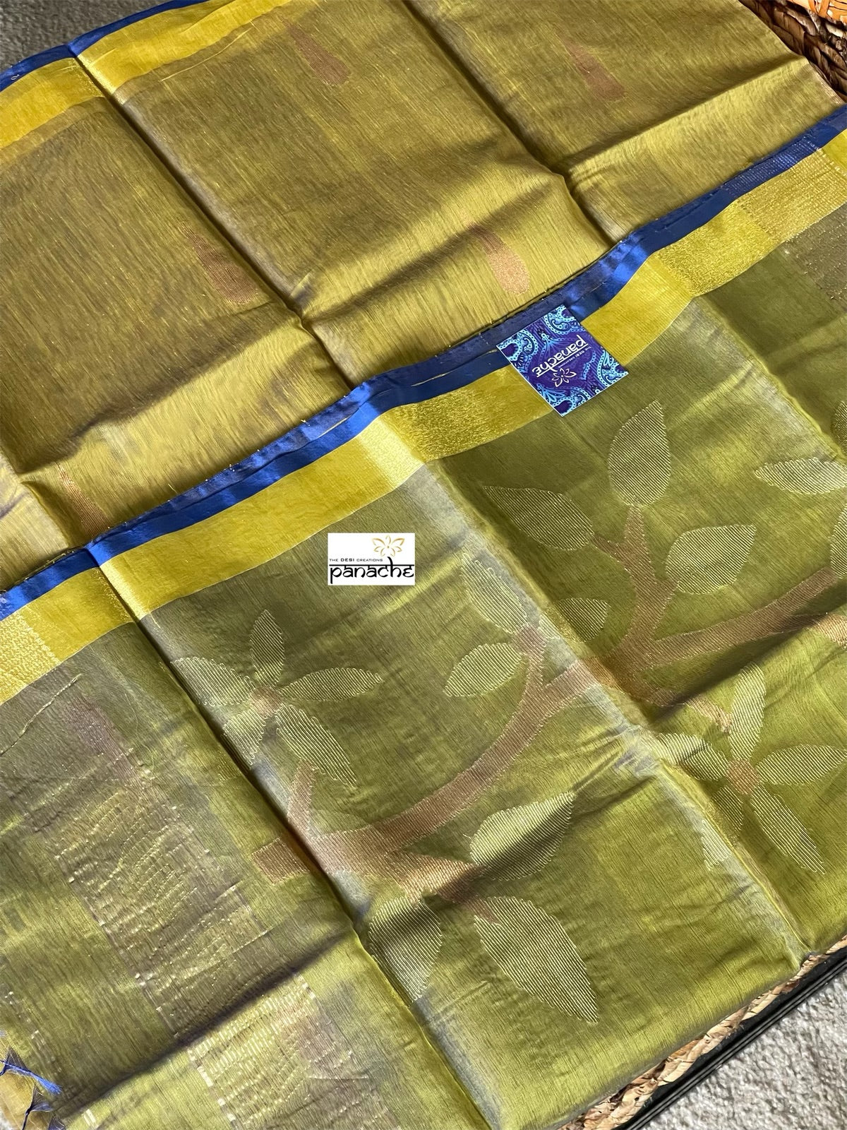 Cotton Silk Jamdaani - Green Yellow