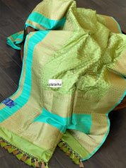 Pure Silk Katan Bootidaar Banarasi - Pista Green Kadhwa