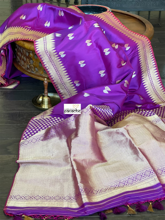 Pure Silk Kadwa Banarasi - Purple