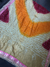 Bandhej Dupatta - Ochre Yellow