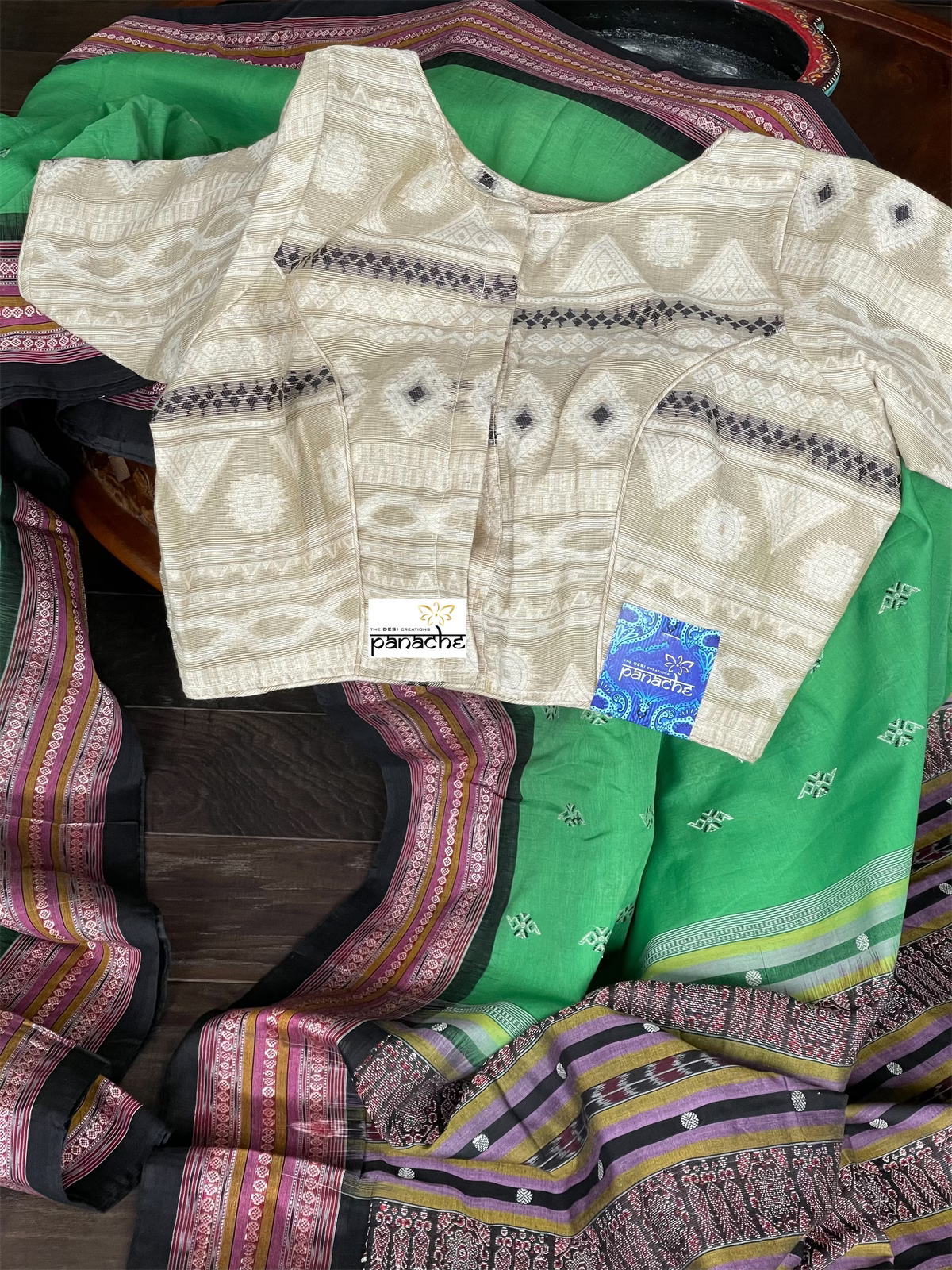 Pure Cotton Bomkai - Green Black
