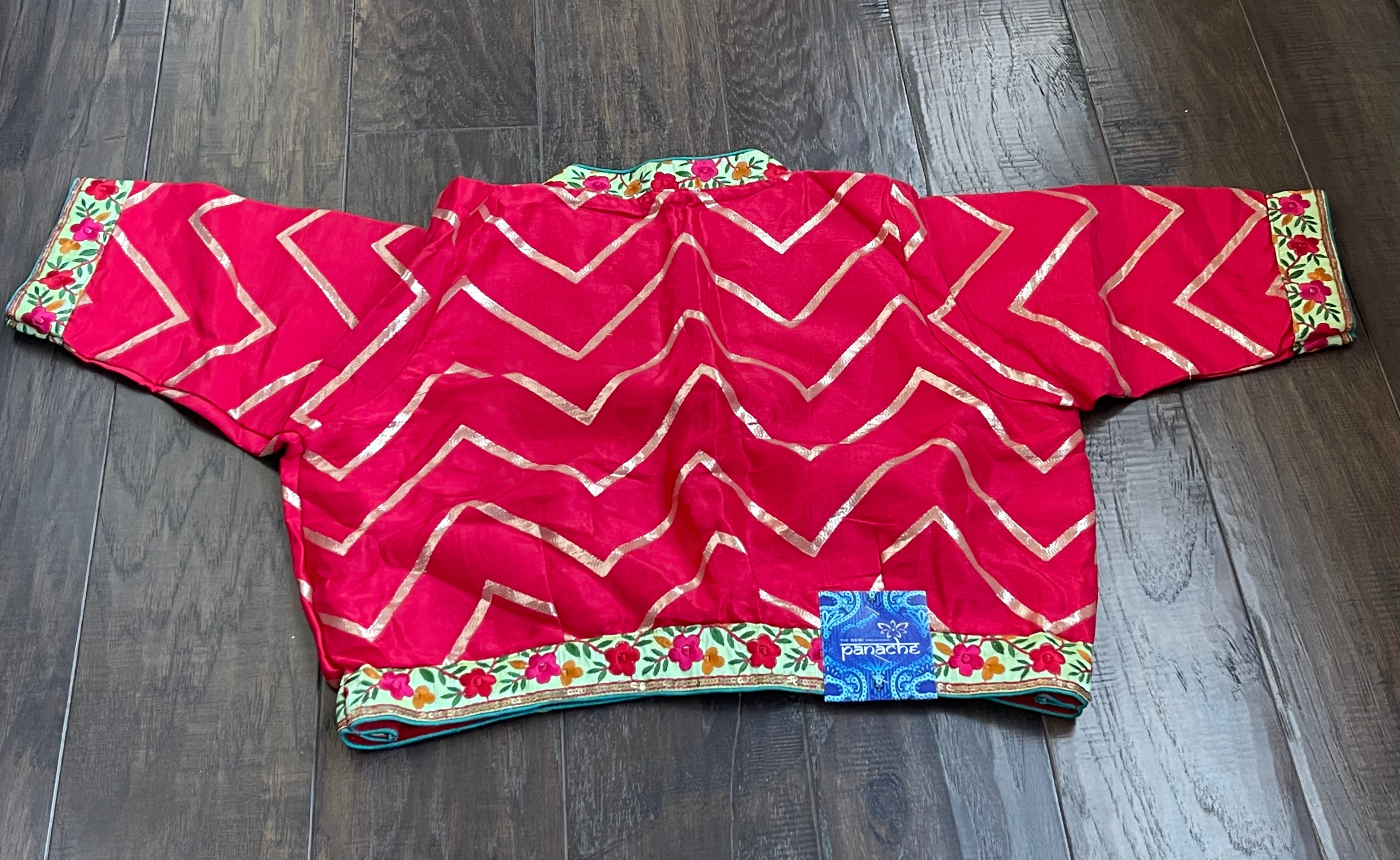 Designer Blouse - Raspberry Red Chevron