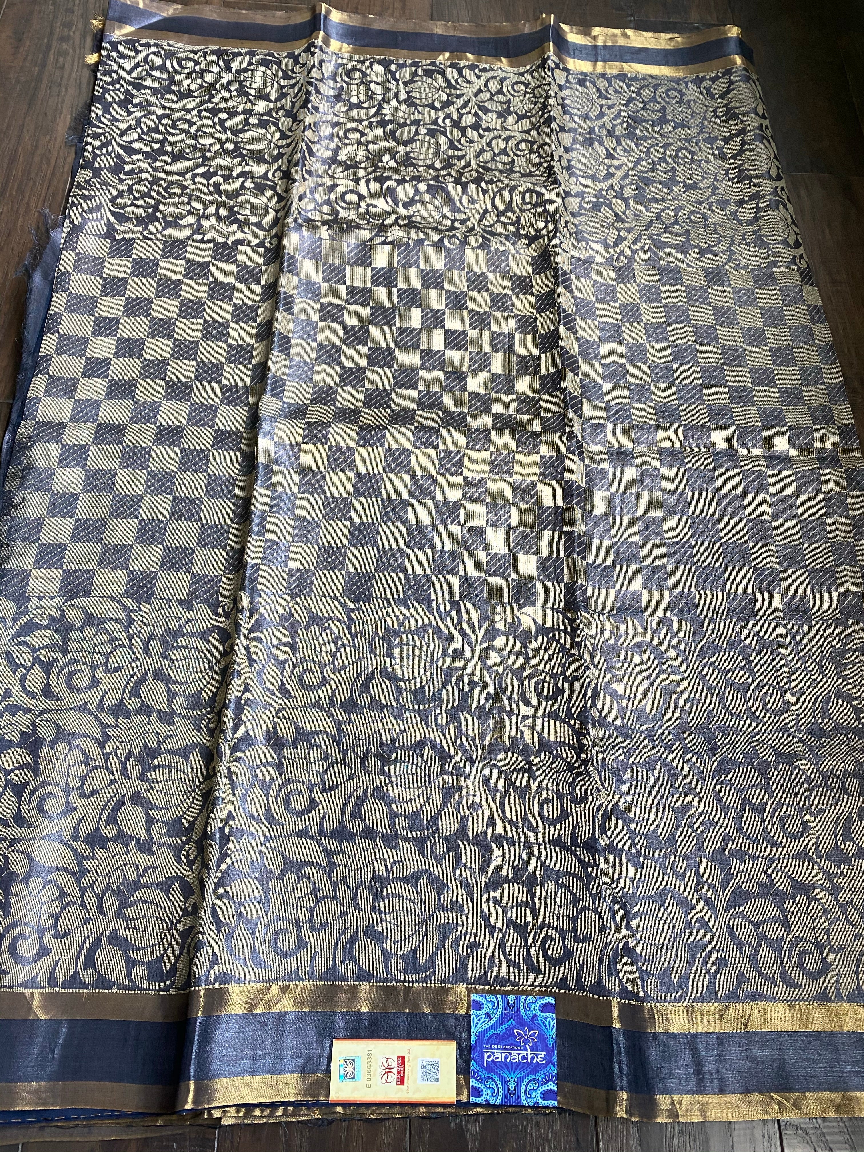 Tussar Silk - Steel Grey Woven