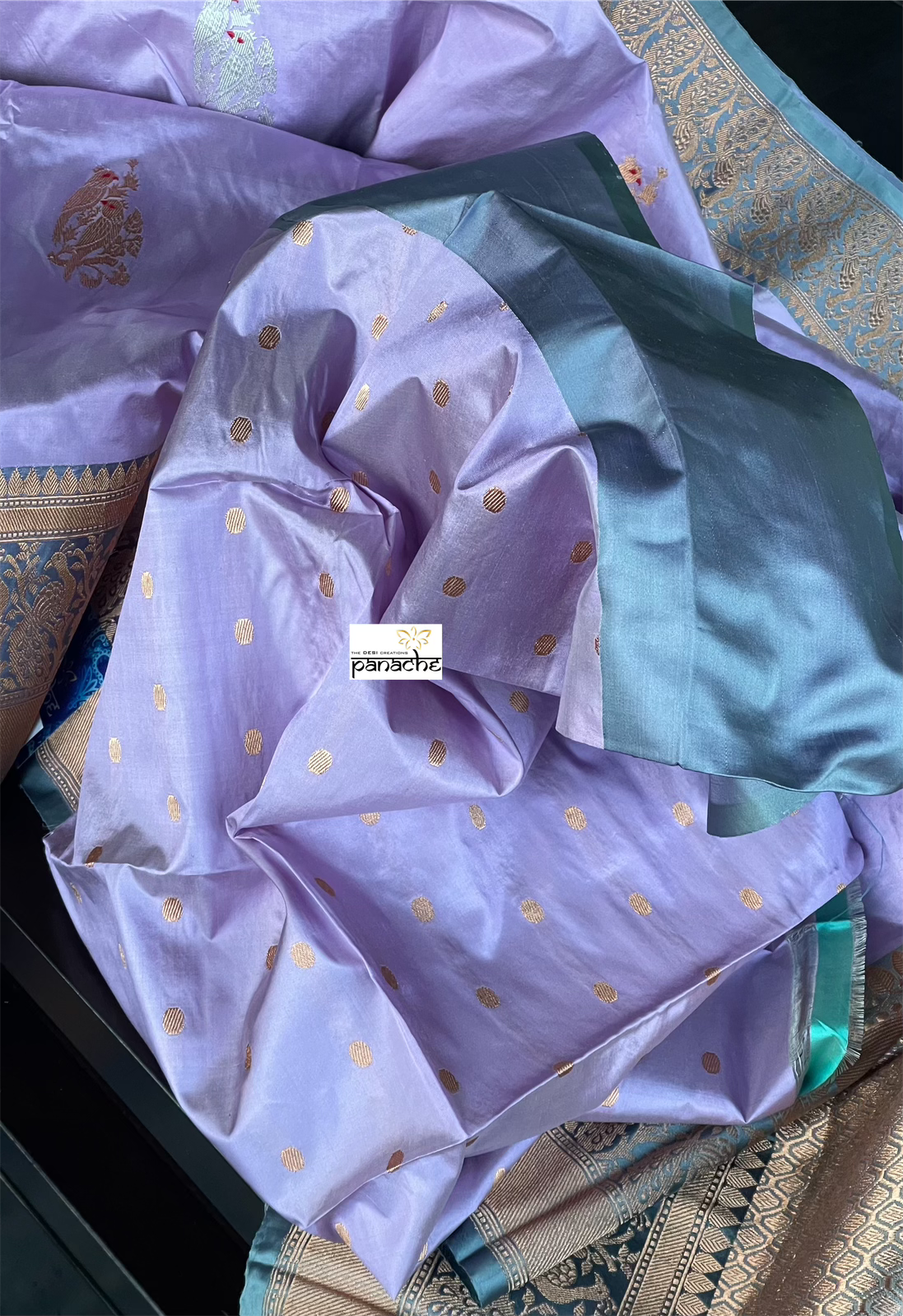 Katan Silk Banarasi - Violet Grey Kadwa