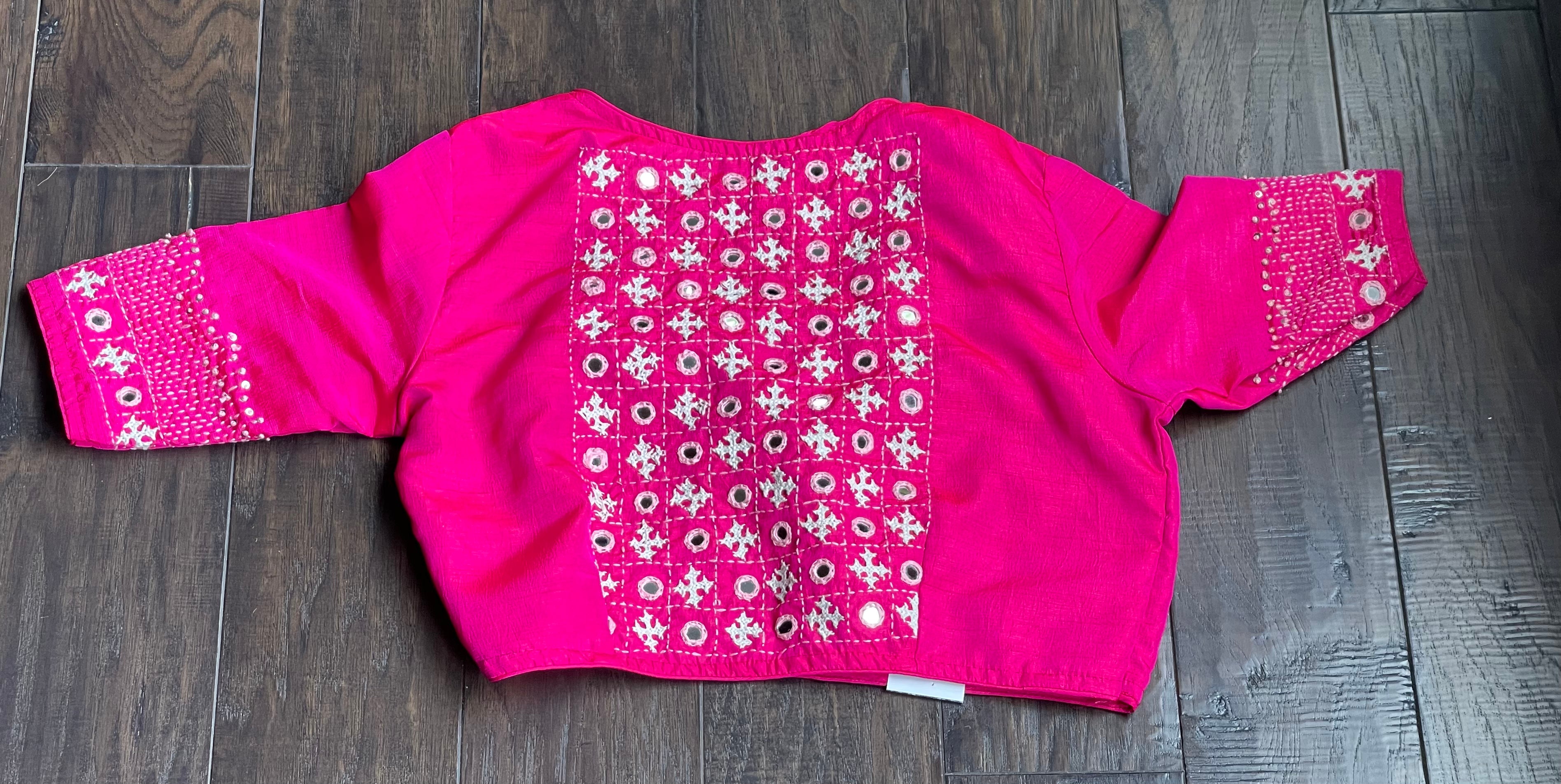 Designer Blouse - Pink Gujarati Stitch