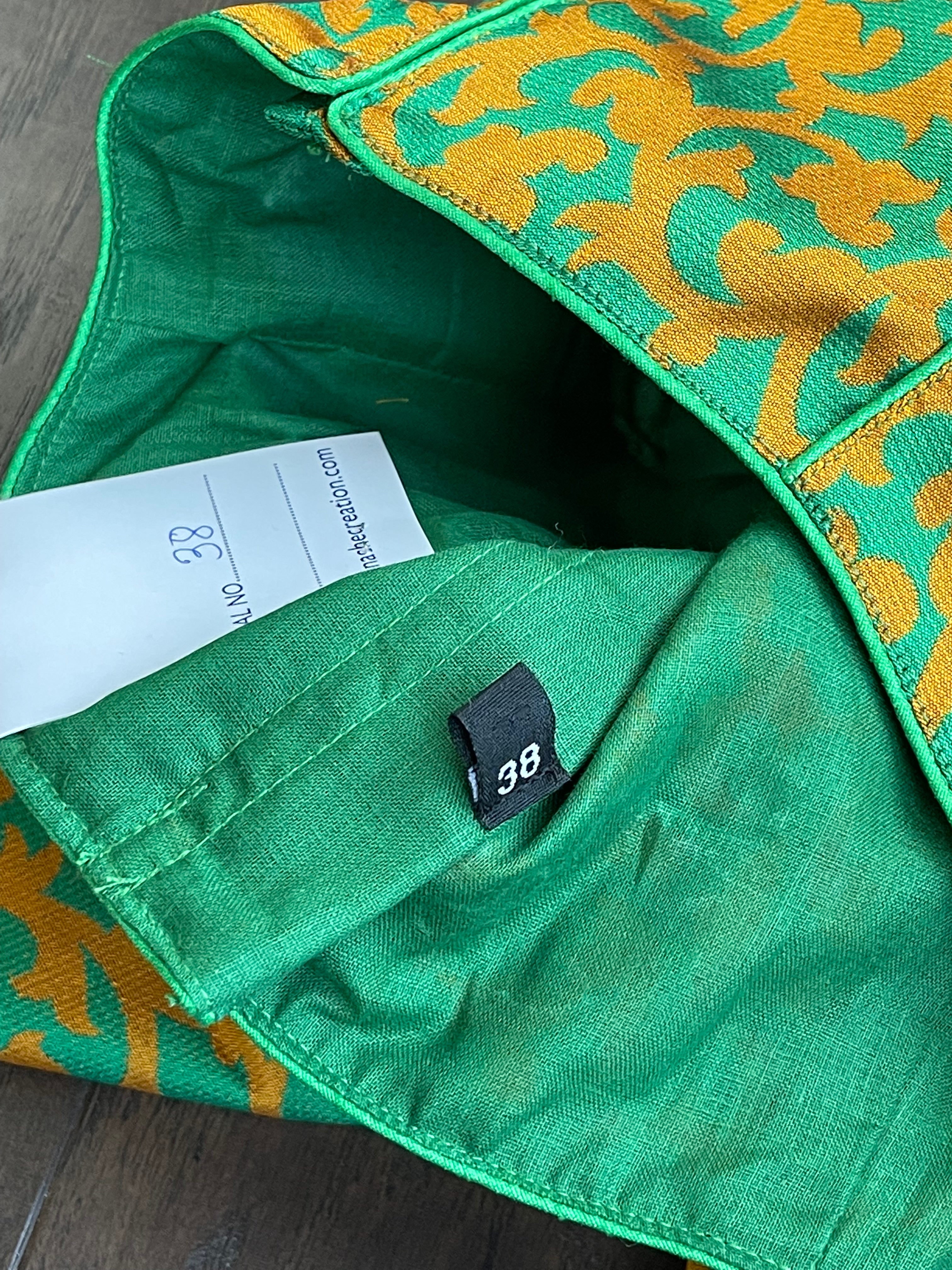 Designer Blouse - Green Orange Yellow