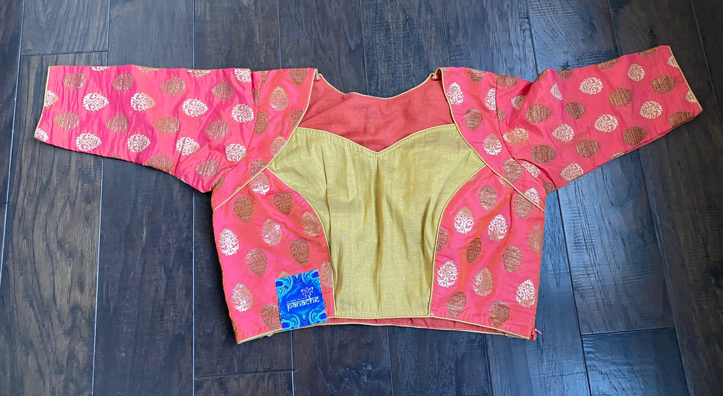 Designer Blouse - Peach Pink Dual Shaded
