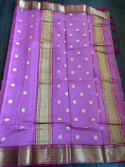 Pure Silk Cotton Chanderi- Magenta Pink Eknalya Woven