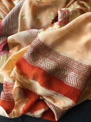 Khaddi Georgette Banarasi - Peach Meenakari