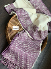 Pure Khadi Cotton Handloom - Off-White Violet Woven