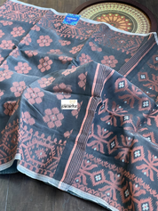 Soft Jamdaani  - Gray Copper Zari