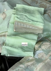 Designer Organza Banaras Saree - Pista Green