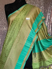 Pure Silk Katan Bootidaar Banarasi - Pista Green Kadhwa
