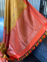 Tassur Silk Banarasi - Ochre Yellow Orange