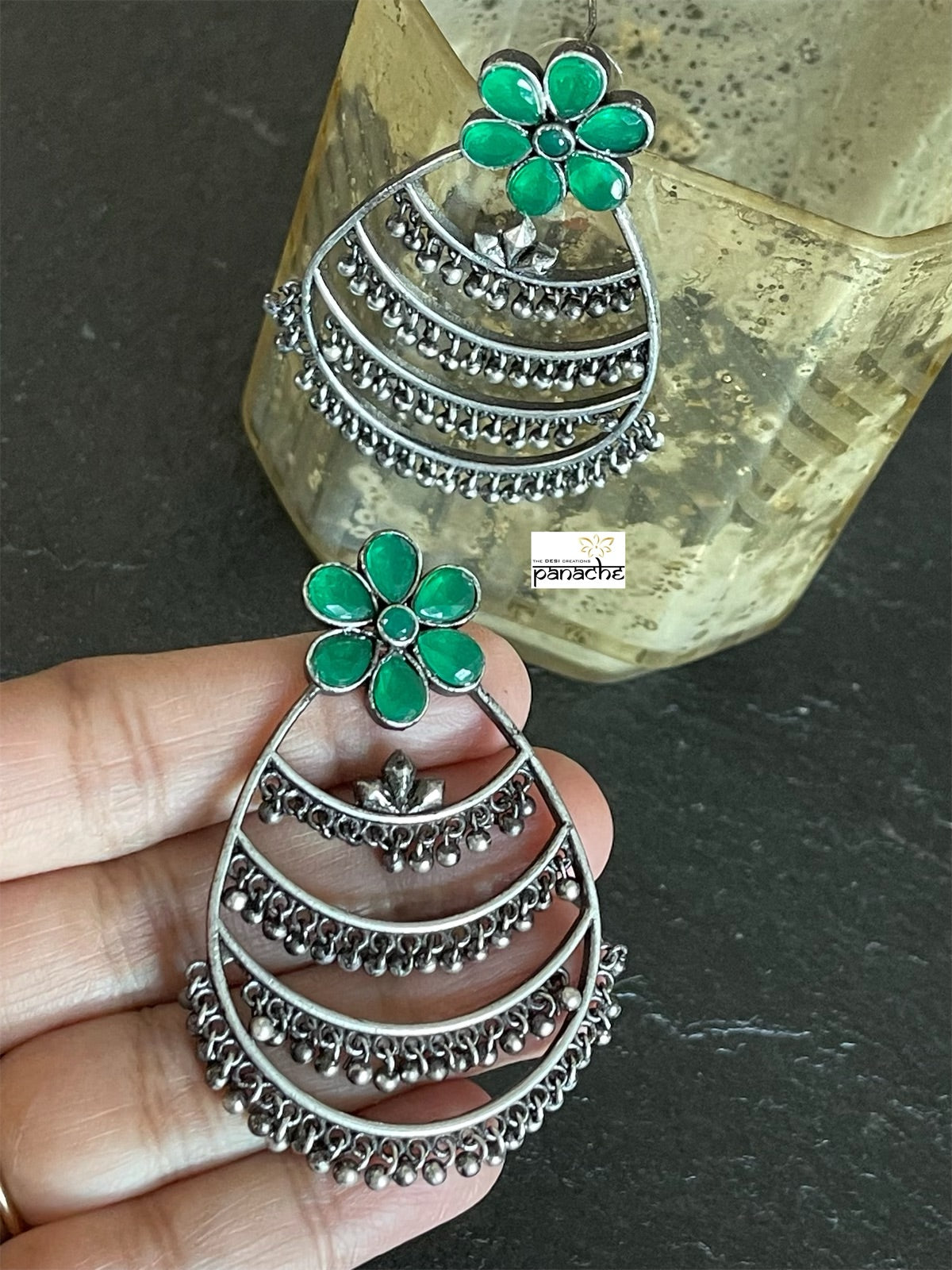 Jewelry Earring - Green Stud Dangler