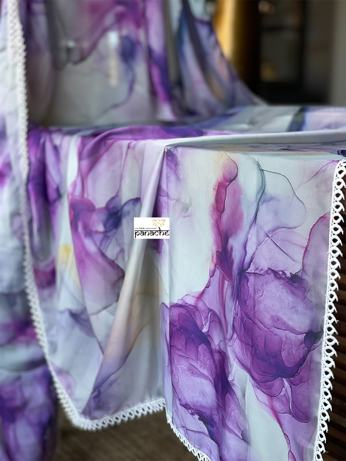 Designer Satin Silk - Purple Grey