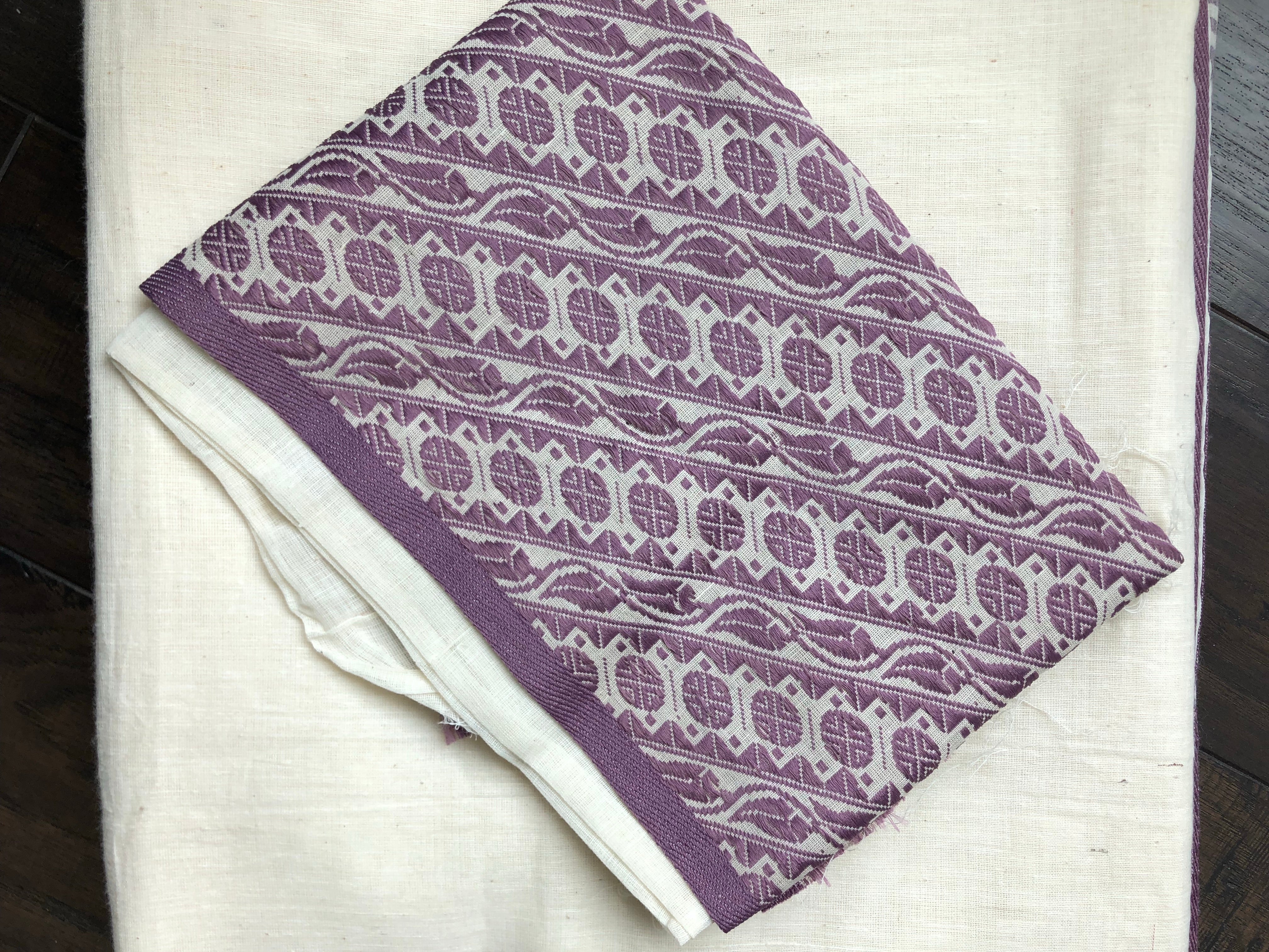 Pure Khadi Cotton Handloom - Off-White Violet Woven