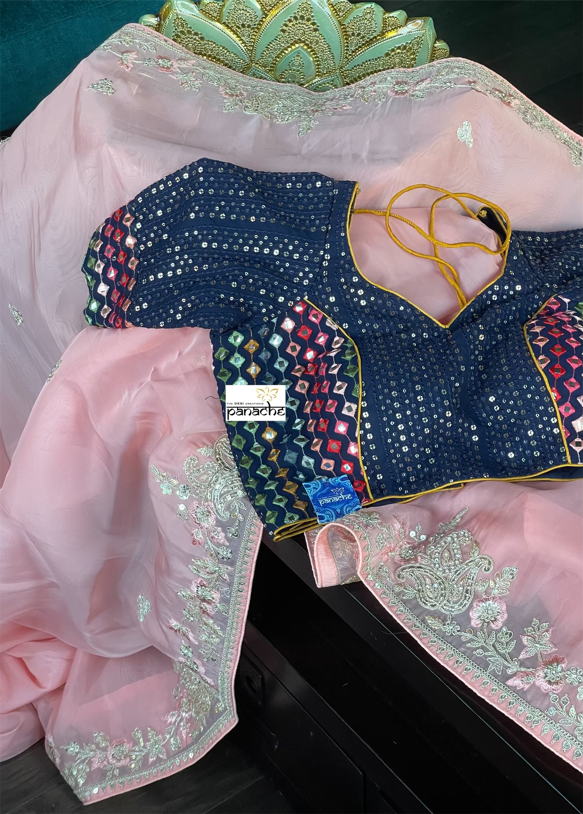 Designer Organza - Pink Embroidered