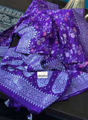 Khaddi Tussar Banarasi - Purple Meenakari