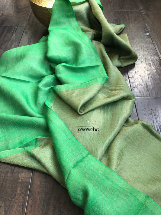 Pure Pashmina Stole - Green Reversible