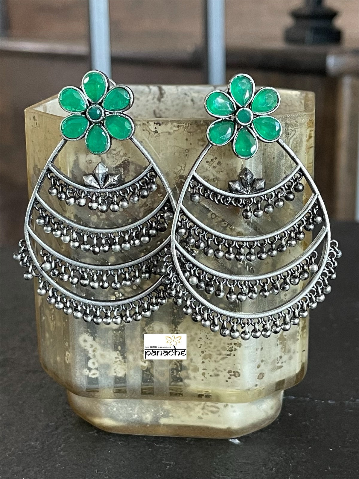 Jewelry Earring - Green Stud Dangler