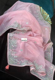 Designer Organza - Pink Embroidered