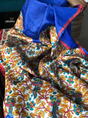 Tussar Silk - Printed Kalamkari  Royal Blue