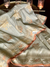 Silk Banarasi - Soft Fern Grey Rust