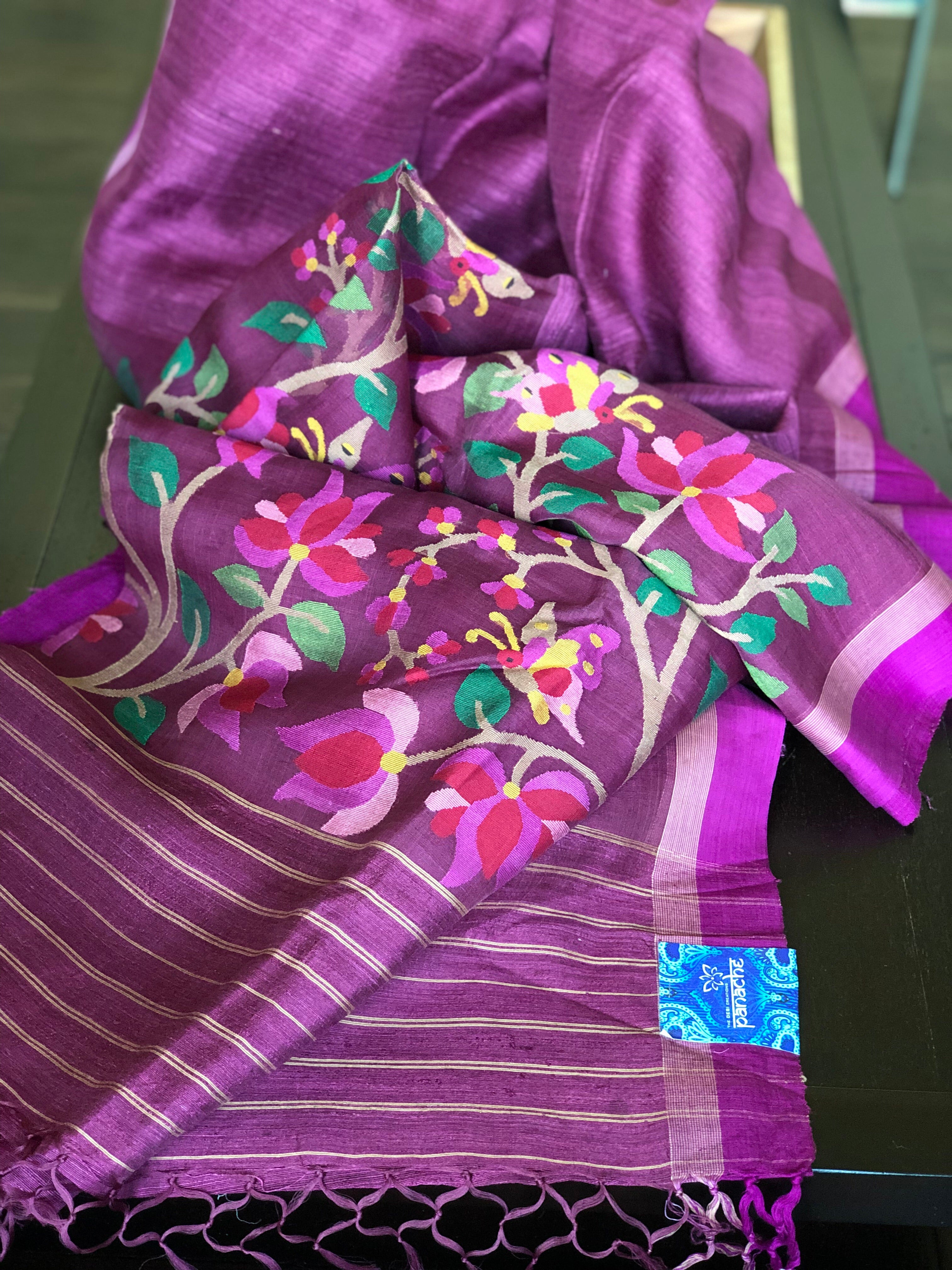 Matka Silk - Purple Jamdaani weave