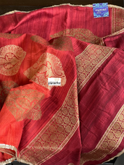 Raw Silk Banarasi - Maroon Rust Shaded