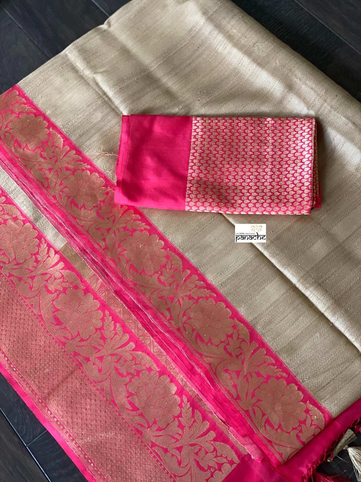 Pure Tassur Silk Banarasi - Tussar color Pink