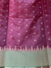 Pure Chanderi Silk - Brown Plum Green Golden Silver Zari Woven