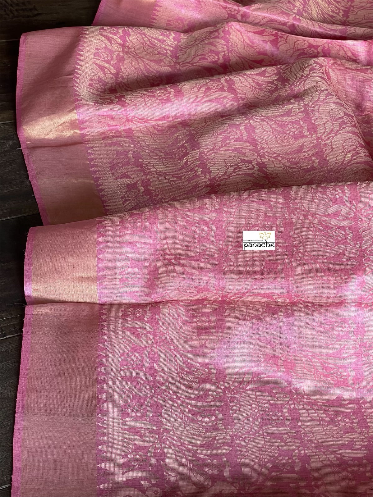 Tussar Silk - Light Pink Grey Resham Woven