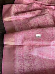 Tussar Silk - Light Pink Grey Resham Woven