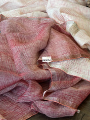 Linen Handloom - Off White Maroon Silver Zari