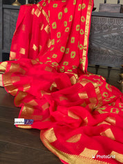 Designer Bandhani Georgette - Red Green