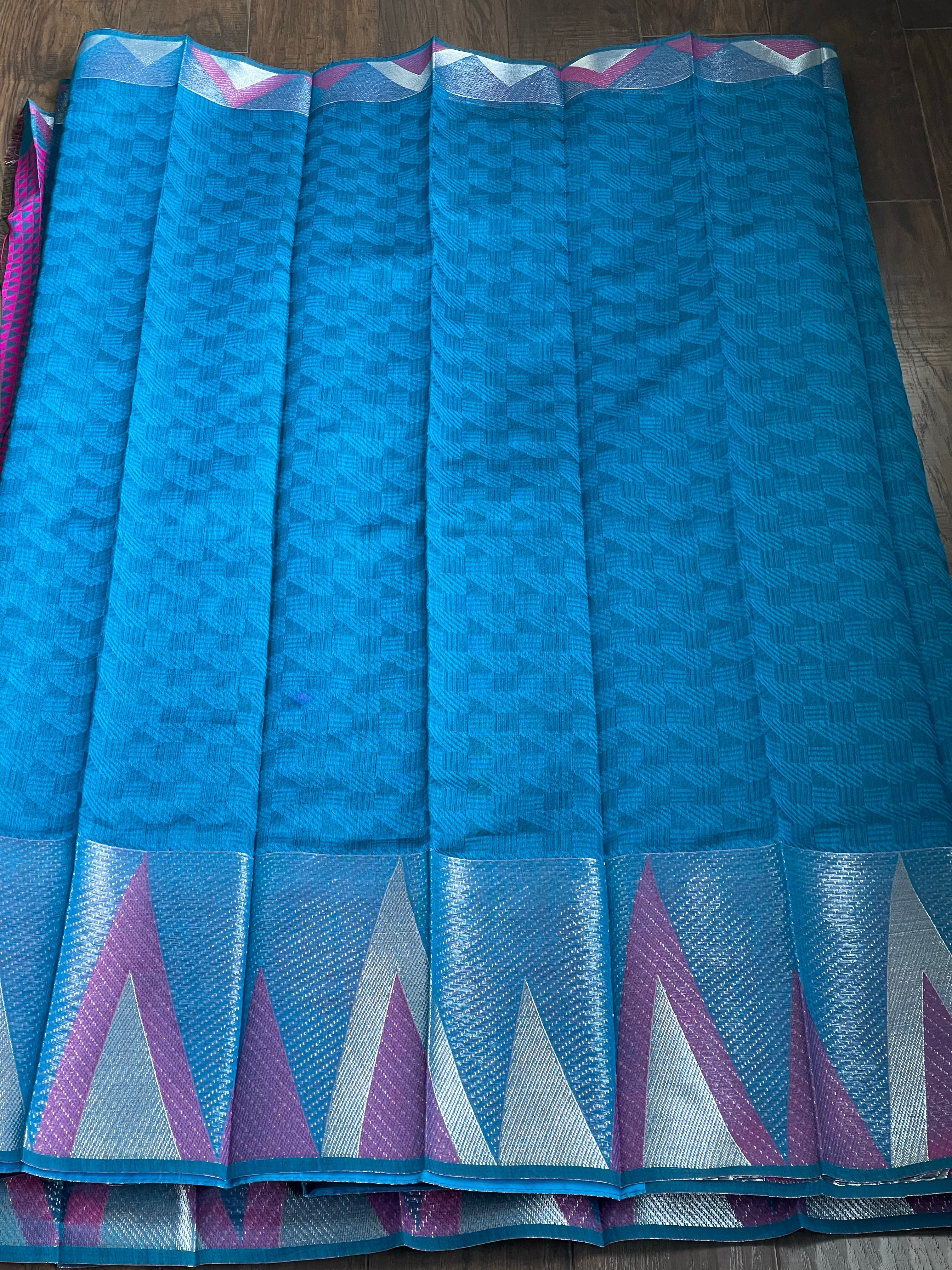 South Cotton Silk - Blue Magenta Pink