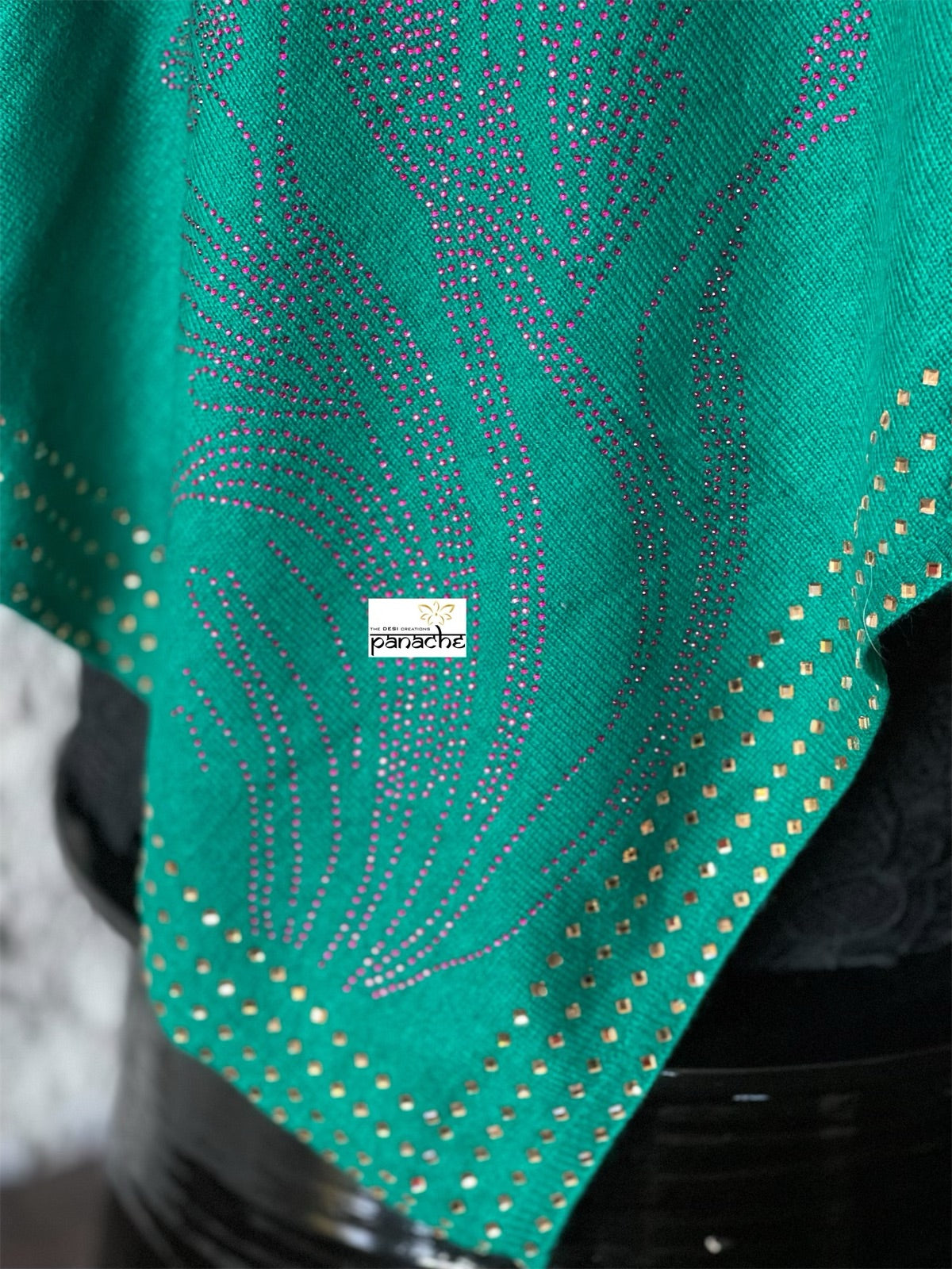Pure Wool Poncho - Teal Green Free Size