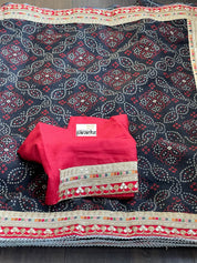 Kota Silk Bandhej - Black Red Printed