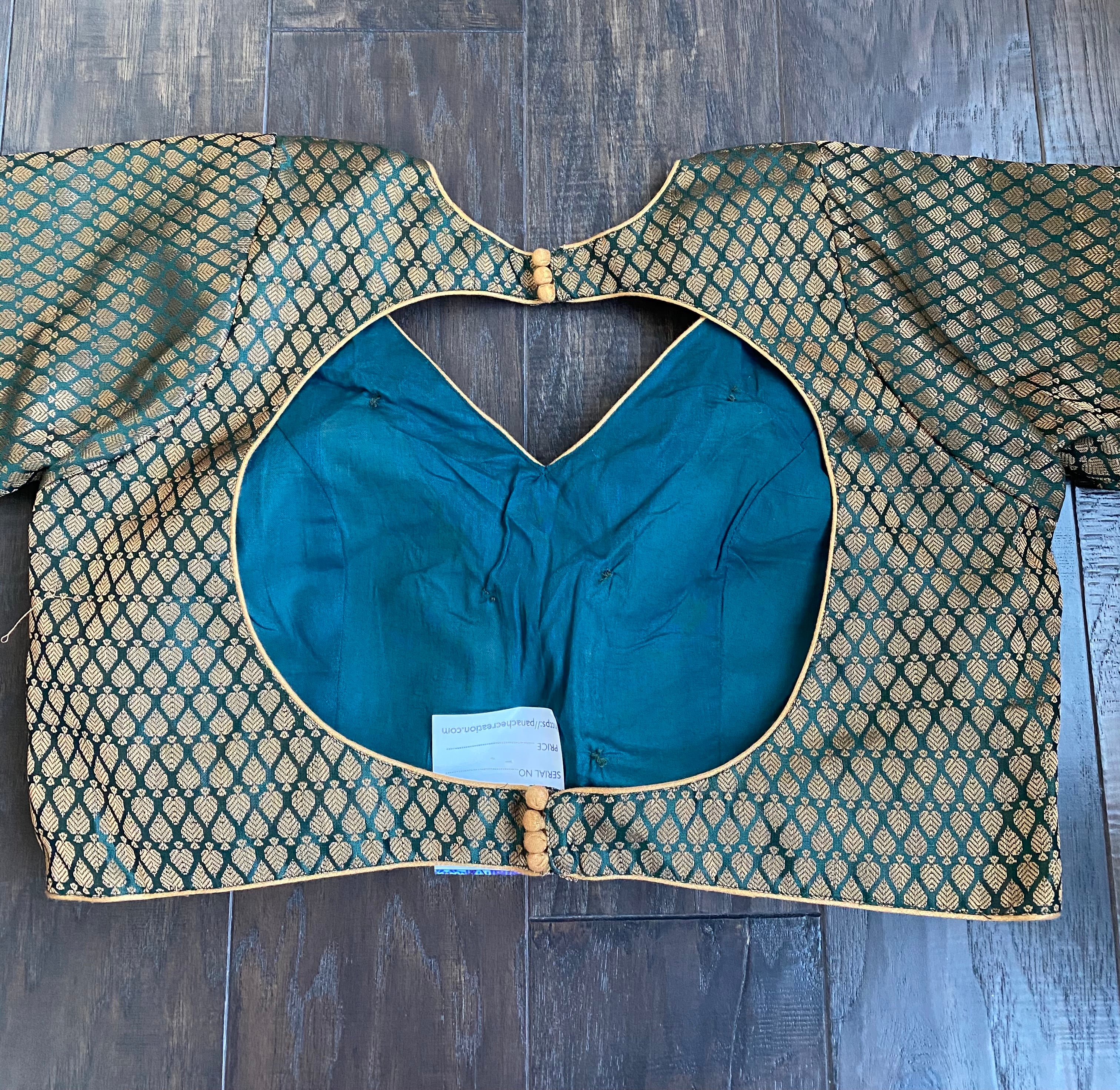 Designer Blouse - Teal Green Zari woven