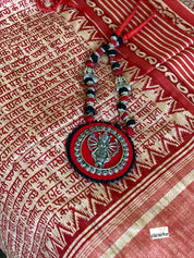 Tussar Gicha Scripted - Beige Red Black Printed